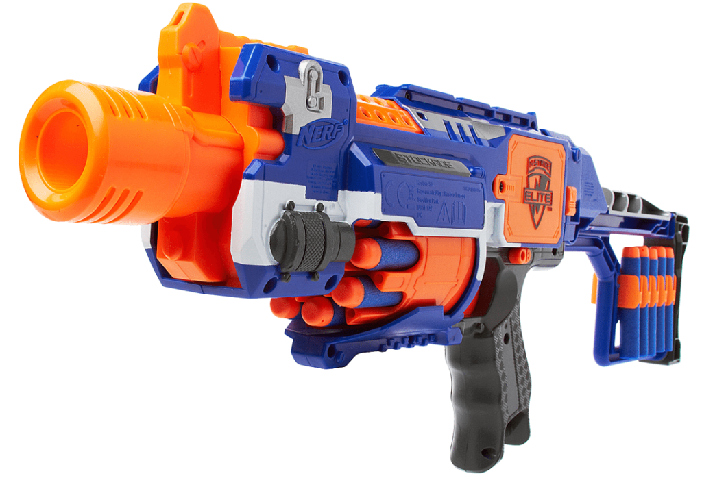Nerf Spectre REV-5 with the 5-dart rotating chamber visible from the side