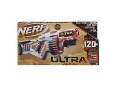 Nerf Ultra One in its retail box, stating 120 feet of range