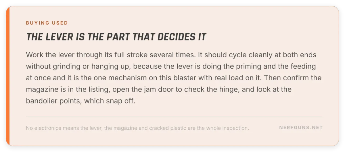 Tip card: buying a used Slingfire, work the lever through its full stroke and check the magazine is included